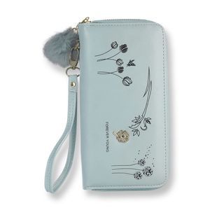 RUI Women’s RFID Blocking Leather Wallet Clutch Wristlet Blue Floral Design